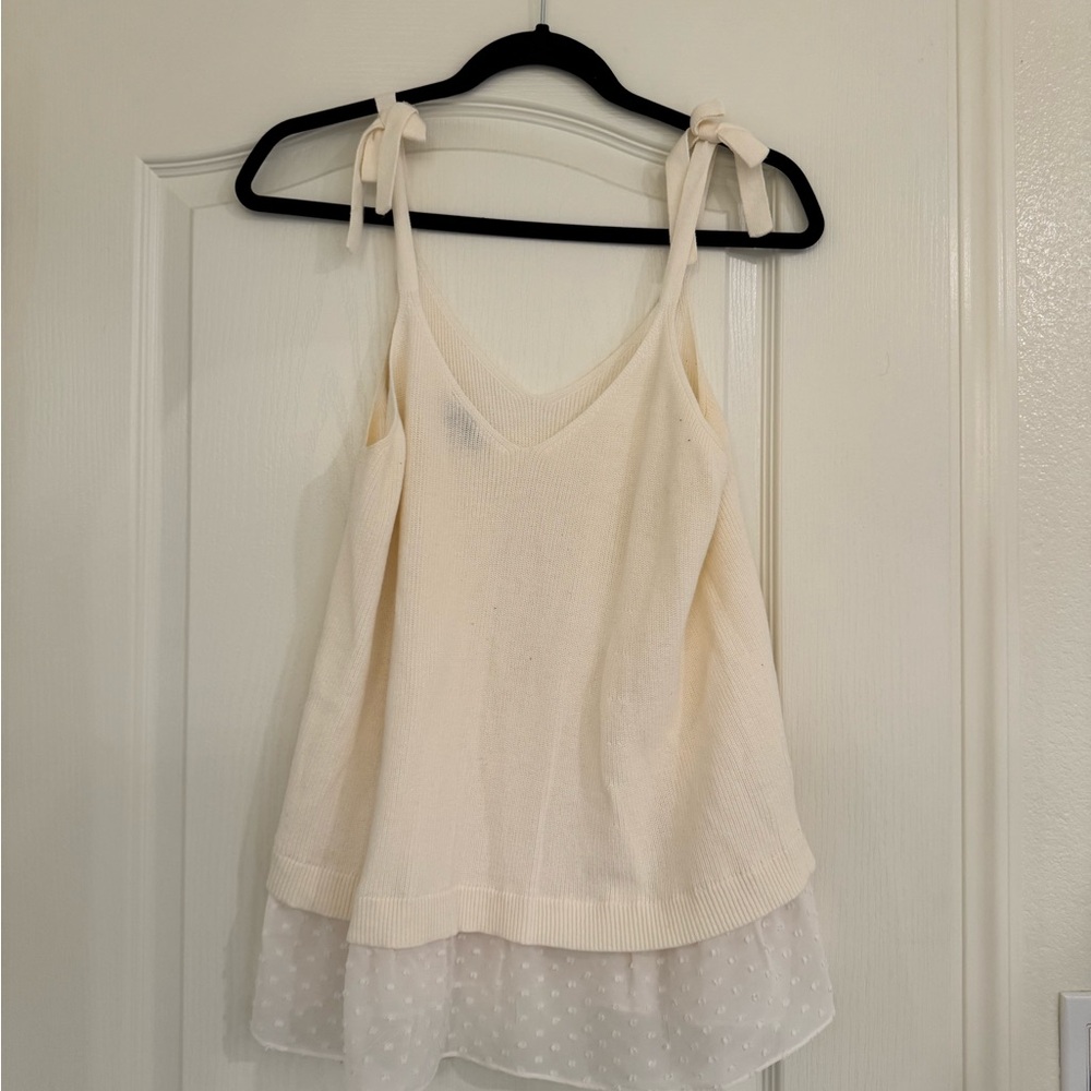 LOFT Cream Camisole with Sheer Hem